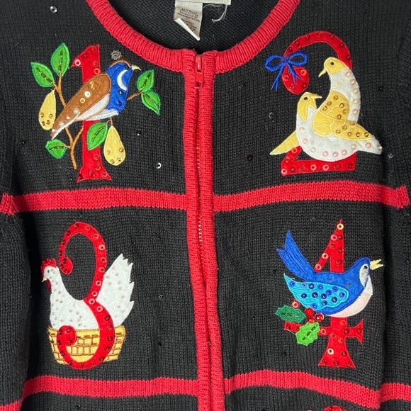 Vintage 12 Days of Christmas Cardigan Ugly Xmas Sweater - Picture 2 of 7